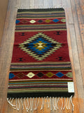 Zapotec Handwoven Wool Rug; 22”x44”; Z324-A7