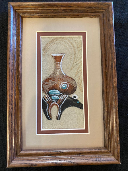 Authentic Navajo Sand Painting; SP30-B7; 9”L x 6”W; Michael Watchman