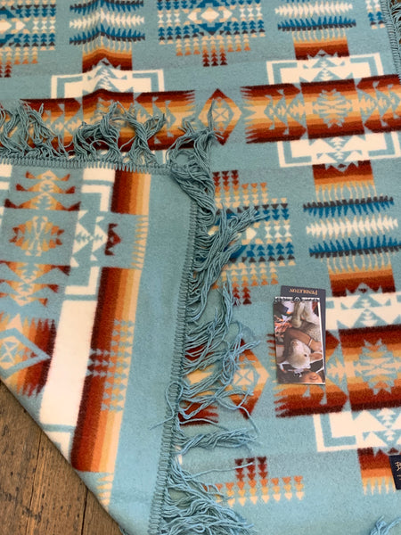 Pendleton Aqua Chief Joseph Shawl Crib Blanket; 32”x44”