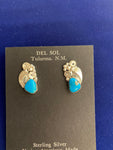 Navajo Sterling Silver Turquoise Earrings; Approx. 3/4”L X 1/2”W; ER-G7