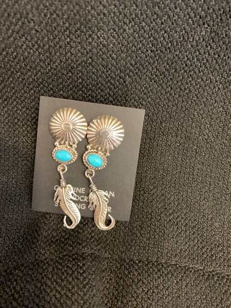 Navajo Made Turquoise and Sterling Silver Earrings