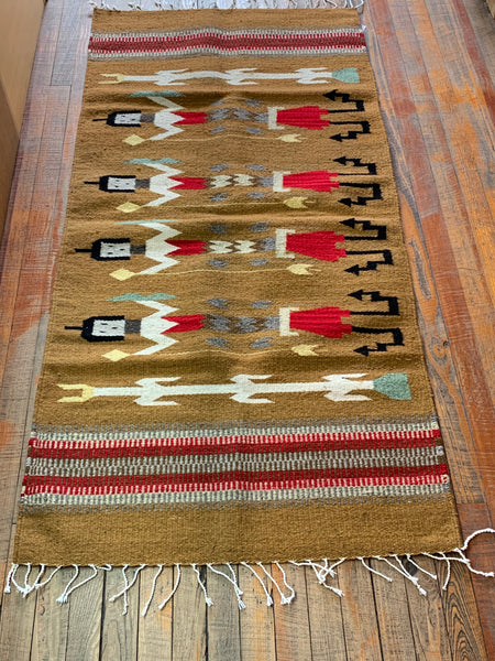 Handwoven Wool Corn Maiden Rug; 30”x60”; VM317-F