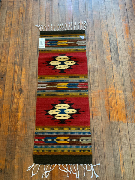 Handwoven Zapotec Wool Runner; 15”x40”