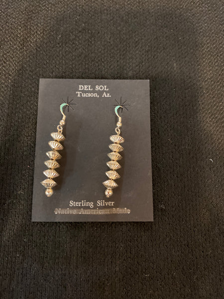 Sterling Silver Beaded Earrings; Non-Native Made; ER8-C15