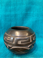 Santa Clara Hand Etched Pottery; Approx. 4”H X 5”W w/ 3” Opening; Artist Jennifer J; SCP1-10