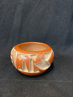 Santa Clara Hand Etched Pottery; Approx. 2.5”H X 3.5”W w/ 2.5” Opening; Artist Marie Suazo; SCP1-4