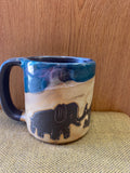 Elephant Mara Mug in lead free stoneware pottery; 16oz; 510B3