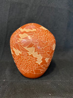 Santa Clara Hand Etched Pottery; Approx. 5.5”H X 4.5”W; Artist Eric Tafoya; SCP1-2