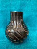 Santa Clara Handcrafted Black Pottery; Approx. 5.5”H X 4”W w/ 2” Opening; Artist Stella Chavarria; SCP1-14