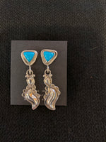 Authentic Navajo Sterling Silver Turquoise Earrings; ER1-C6
