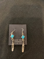 Authentic Navajo Sterling Silver Turquoise Earrings; ER1-A9