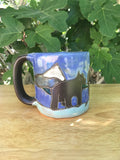 Blue Bear Mara Mug in lead free stoneware pottery. 16oz; 510B0